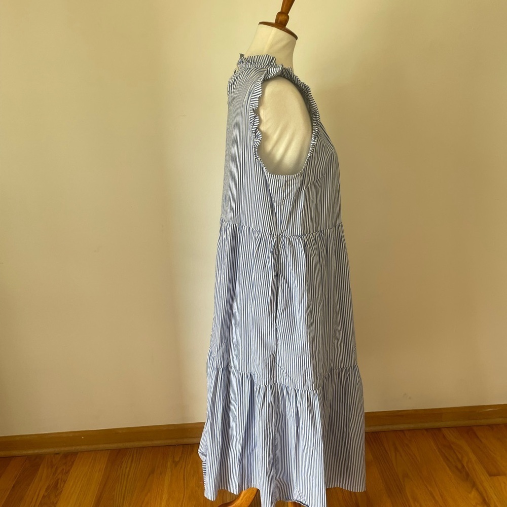 J. Crew Seersucker Striped Sleeveless Midi Sundress - Picture 4 of 8